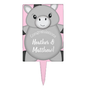 Donkey Baby Shower Pink Cake Topper