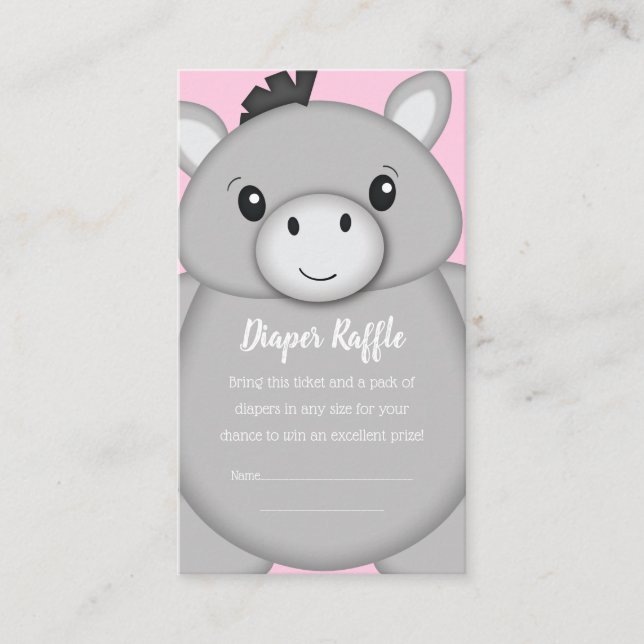 Donkey Baby Shower Pink Enclosure Card (Front)