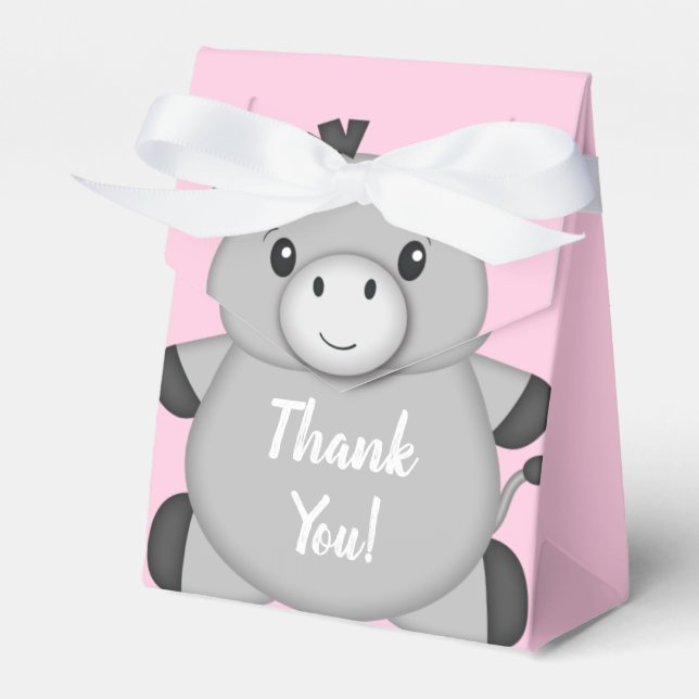 Donkey Baby Shower Pink Favor Boxes (Front Side)