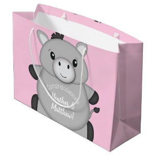 Donkey Baby Shower Pink Large Gift Bag