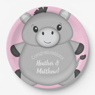 Donkey Baby Shower Pink Paper Plates