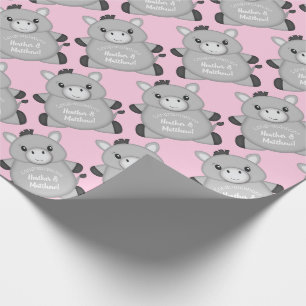 Donkey Baby Shower Pink Wrapping Paper