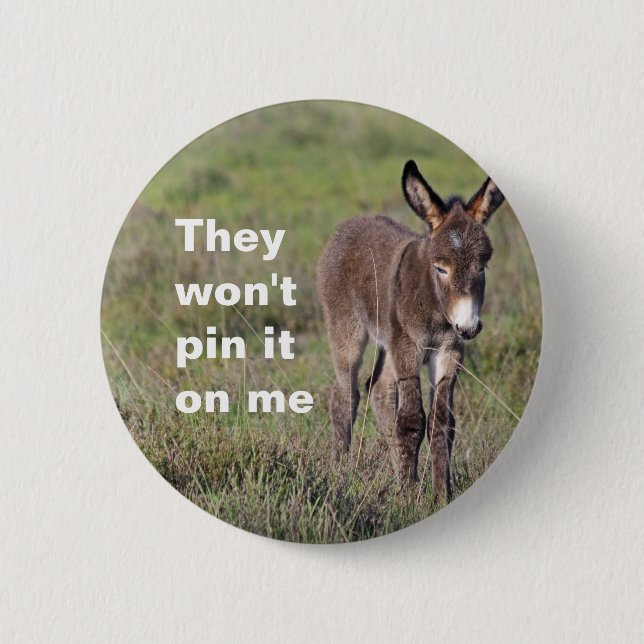 Donkey badge pinback button (Front)
