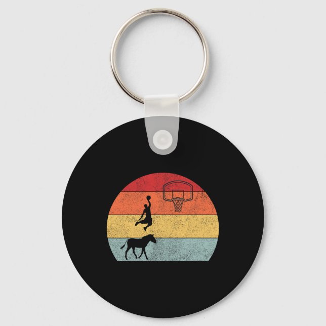 Donkey basketball Player Coach Sport ride donkey b Keychain (Front)