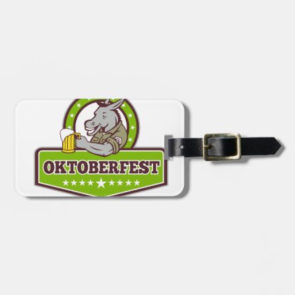 Donkey Beer Drinker Oktoberfest Retro Bag Tag
