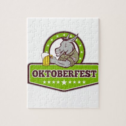 Donkey Beer Drinker Oktoberfest Retro Jigsaw Puzzle