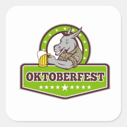 Donkey Beer Drinker Oktoberfest Retro Square Sticker