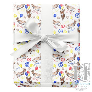 Donkey Birthday Gift Wrapping Paper in White