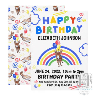Donkey Birthday Invitation White