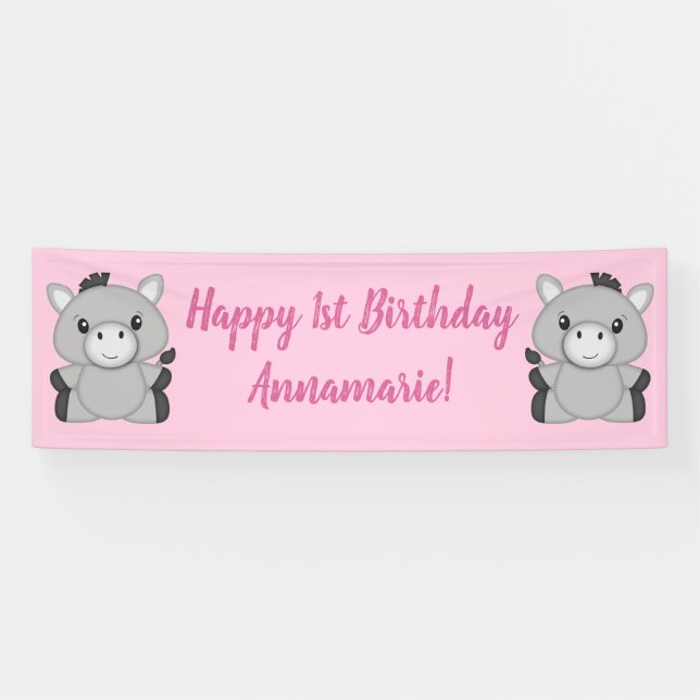Donkey Birthday Party Banner (Horizontal)
