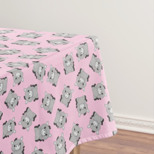 Donkey Birthday Party Pink Tablecloth (In Situ)
