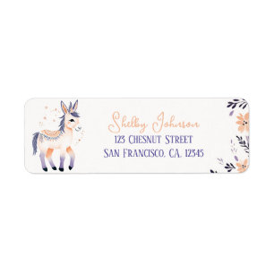 Donkey Boho Peach Lavender Floral Design - Label