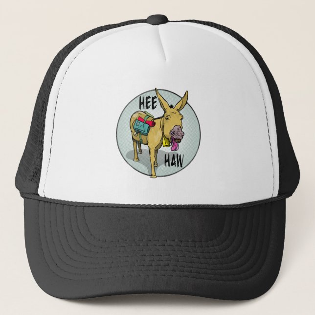 Donkey Braying HEE HAW Trucker Hat (Front)