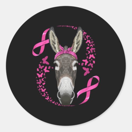 Donkey Breast Cancer Awareness Pink Bandana Cancer Classic Round Sticker