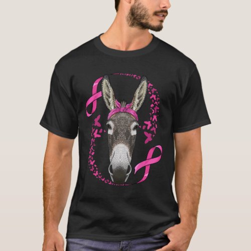 Donkey Breast Cancer Awareness Pink Bandana Cancer T_Shirt