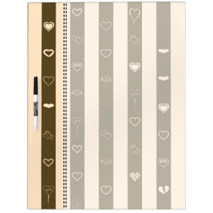 Donkey Brown Stripes Modern Heart Pattern Dry-Erase Board