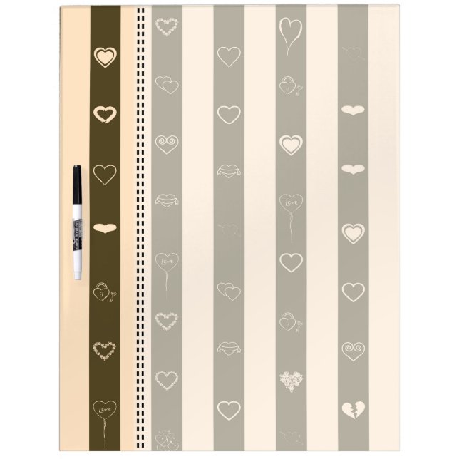 Donkey Brown Stripes Modern Heart Pattern Dry-Erase Board (Front)