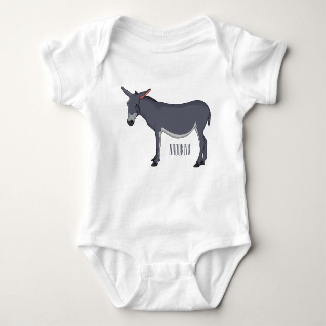 Donkey cartoon illustration baby bodysuit (Front)