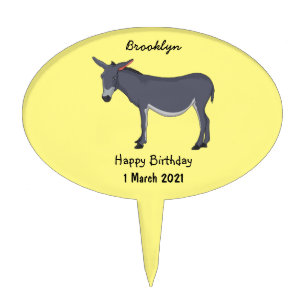 Donkey cartoon illustration cake topper