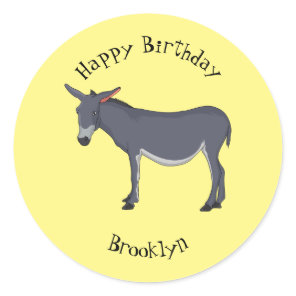 Donkey cartoon illustration  classic round sticker
