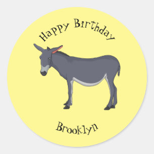 Donkey cartoon illustration  classic round sticker