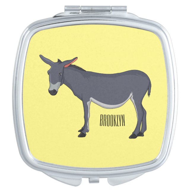Donkey cartoon illustration compact mirror (Front)