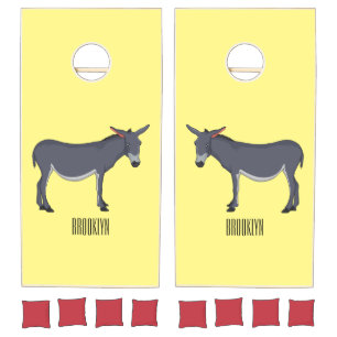 Donkey cartoon illustration cornhole set