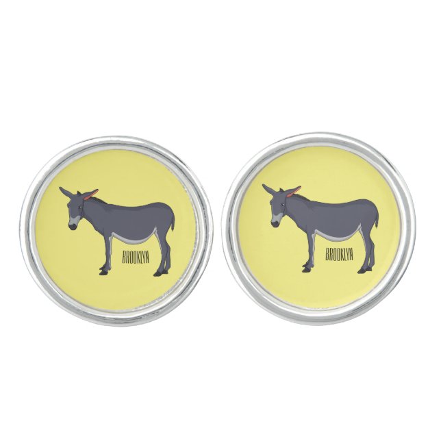 Donkey cartoon illustration  cufflinks (Front)