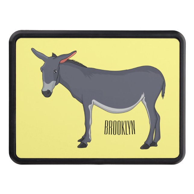 Donkey cartoon illustration hitch cover (Front)