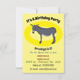 Donkey cartoon illustration invitation