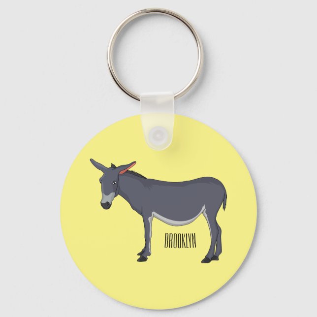 Donkey cartoon illustration keychain (Front)