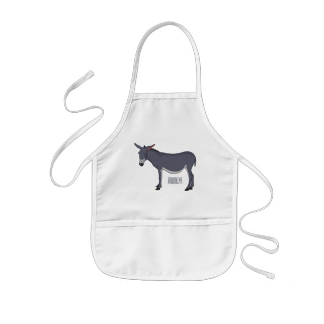 Donkey cartoon illustration  kids' apron (Front)