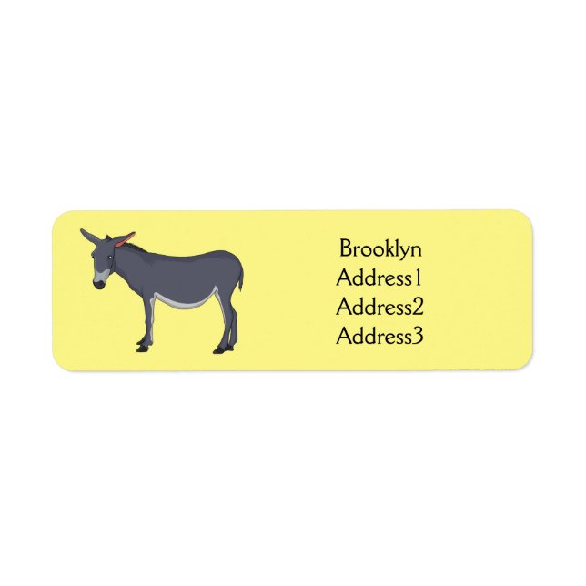 Donkey cartoon illustration  label (Front)