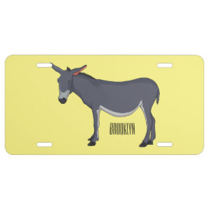 Donkey cartoon illustration license plate