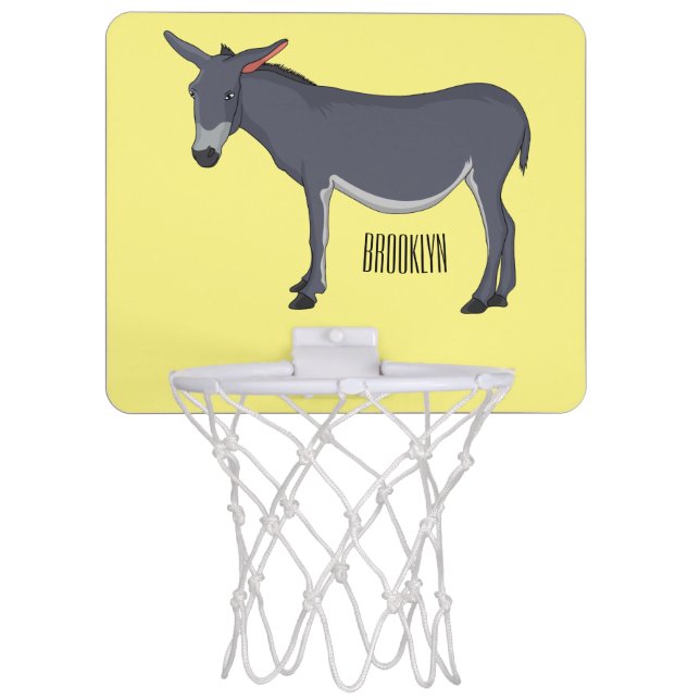 Donkey cartoon illustration  mini basketball hoop (Front)