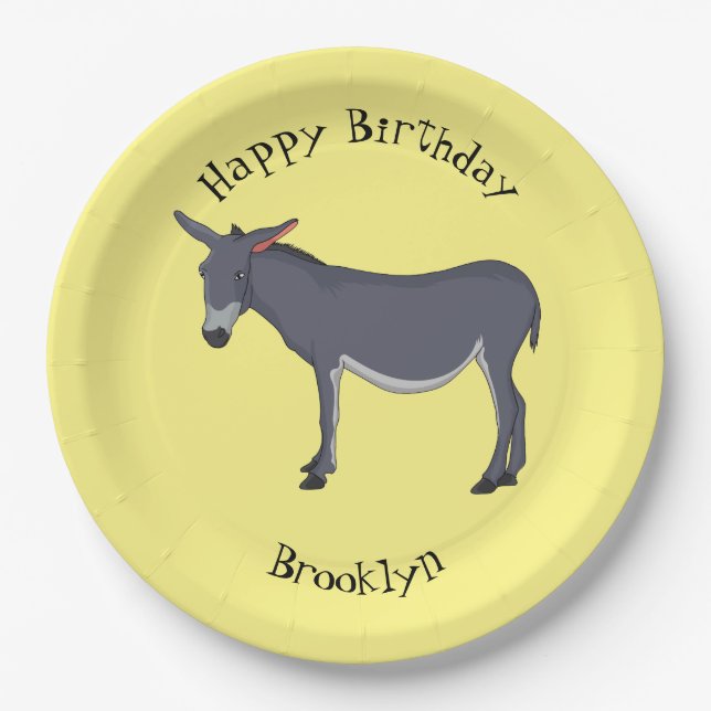 Donkey cartoon illustration  paper plates (Front)