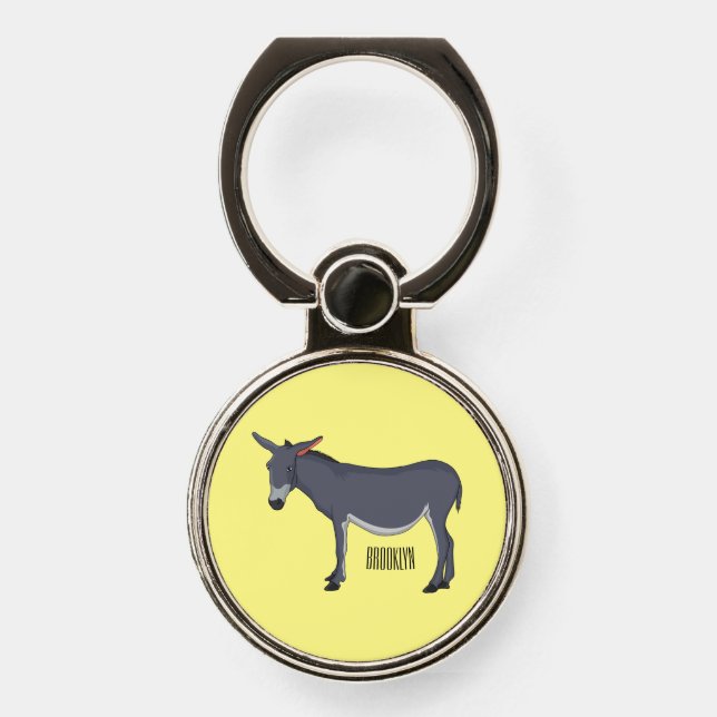 Donkey cartoon illustration phone ring stand (Front)