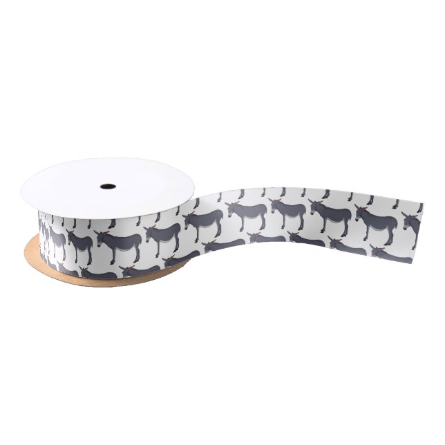 Donkey cartoon illustration  satin ribbon (Spool)