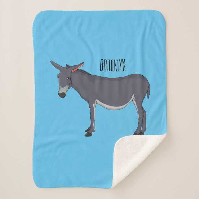 Donkey cartoon illustration sherpa blanket (Front)