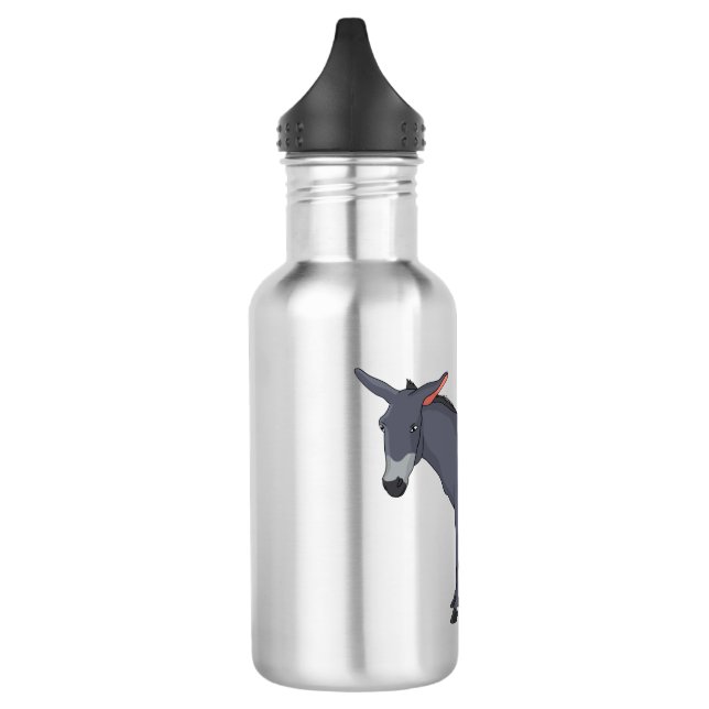 Donkey cartoon illustration stainless steel water bottle (Left)