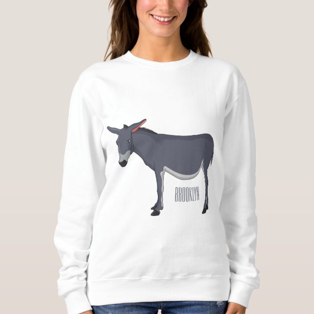 Donkey cartoon illustration sweatshirt (Front)