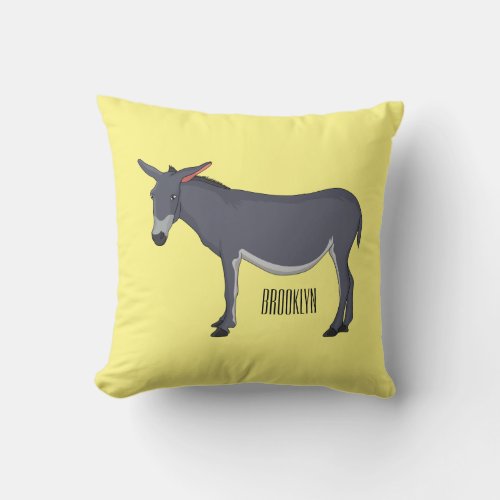 Donkey cartoon illustration throw pillow