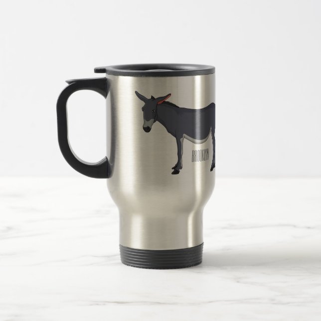 Donkey cartoon illustration  travel mug (Left)