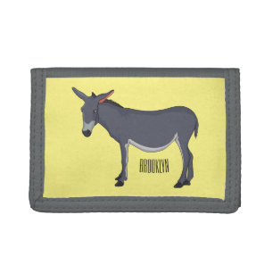 Donkey cartoon illustration tri-fold wallet