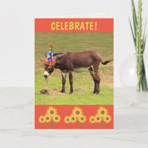 Donkey Celebrate Happy Birthday Card