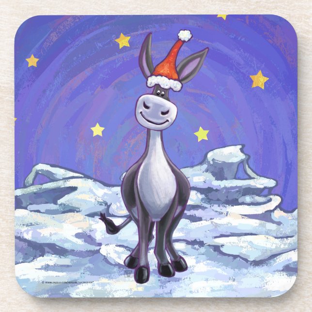 Donkey Christmas Beverage Coaster (Front)