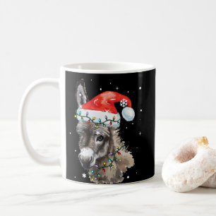 Donkey Christmas Color Lights Santa Hat Donkey Coffee Mug