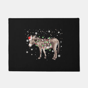 Donkey Christmas Color Lights Xmas Santa Hat Donke Doormat
