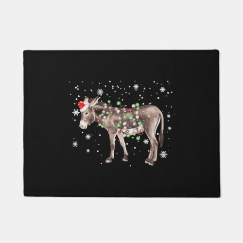 Donkey Christmas Color Lights Xmas Santa Hat Donke Doormat
