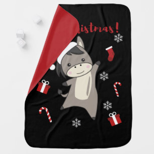 Donkey Christmas Donkeys Winter Animals Baby Blank Blanket